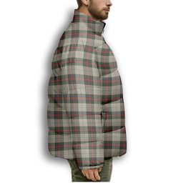 ScotsTee Shop Scottish Hohenzollern Premium Tartan Collar Down Jacket Winter White Duck Down Plaid