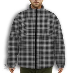 ScotsTee Shop Scottish Menzies 1938 Premium Tartan Collar Down Jacket Winter White Duck Down Plaid