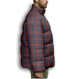 ScotsTee Shop Scottish McLachlan Premium Tartan Collar Down Jacket Winter White Duck Down Plaid