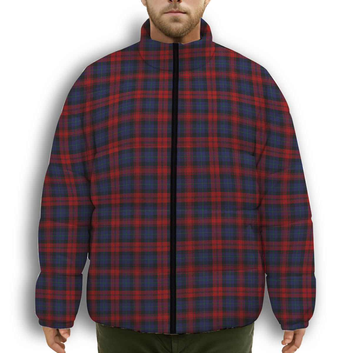 ScotsTee Shop Scottish McLachlan Premium Tartan Collar Down Jacket Winter White Duck Down Plaid