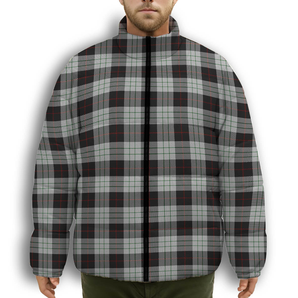 ScotsTee Shop Scottish Kierson Premium Tartan Collar Down Jacket Winter White Duck Down Plaid