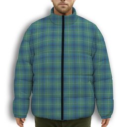ScotsTee Shop Scottish Oliphant Ancient Premium Tartan Collar Down Jacket Winter White Duck Down Plaid