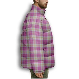 ScotsTee Shop Scottish Yair Dance Premium Tartan Collar Down Jacket Winter White Duck Down Plaid