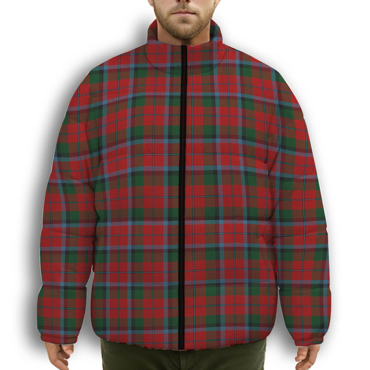 ScotsTee Shop Scottish McNachten Premium Tartan Collar Down Jacket Winter White Duck Down Plaid