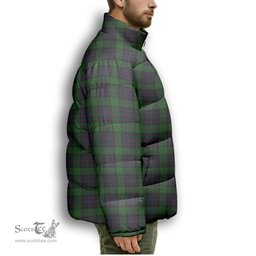 ScotsTee Shop Scottish MacWilliam Premium Tartan Collar Down Jacket Winter White Duck Down Plaid