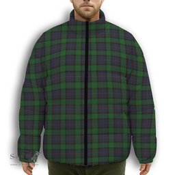 ScotsTee Shop Scottish MacWilliam Premium Tartan Collar Down Jacket Winter White Duck Down Plaid