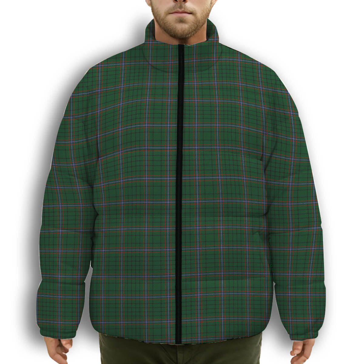 ScotsTee Shop Scottish MacRae Premium Tartan Collar Down Jacket Winter White Duck Down Plaid