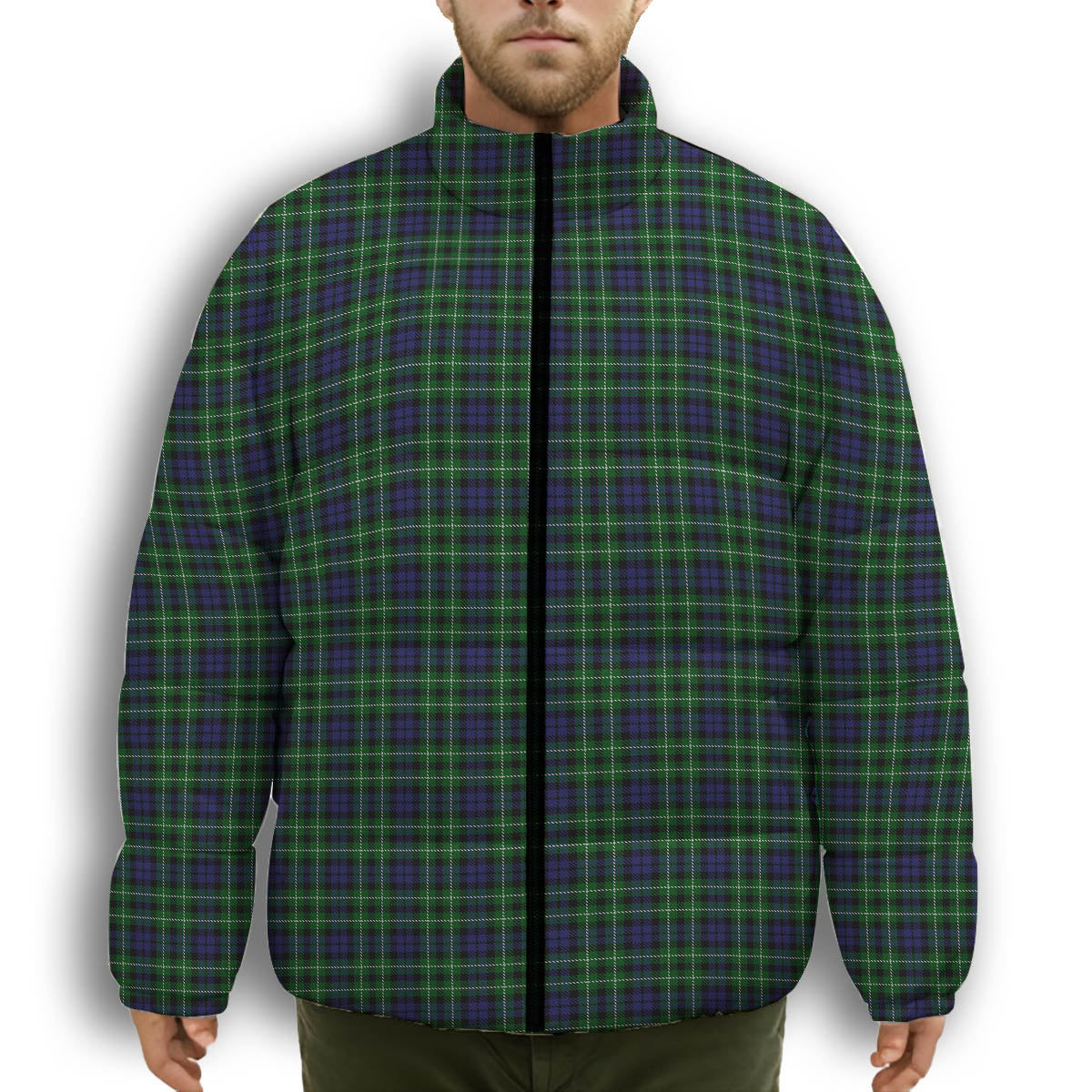 ScotsTee Shop Scottish Graham of Montrose Premium Tartan Collar Down Jacket Winter White Duck Down Plaid