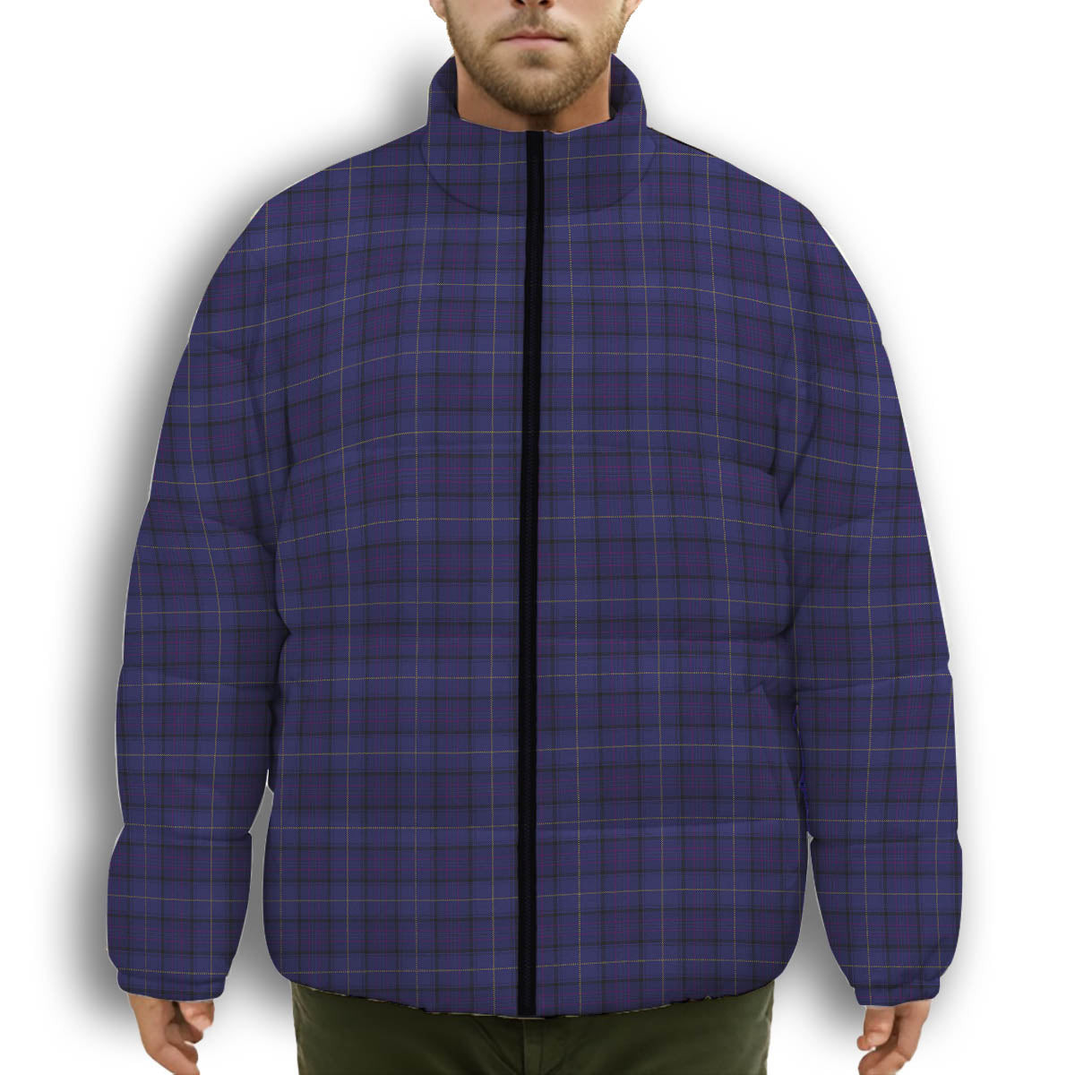 ScotsTee Shop Scottish Payne Premium Tartan Collar Down Jacket Winter White Duck Down Plaid