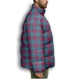 ScotsTee Shop Scottish Yarns to Yearn For Premium Tartan Collar Down Jacket Winter White Duck Down Plaid