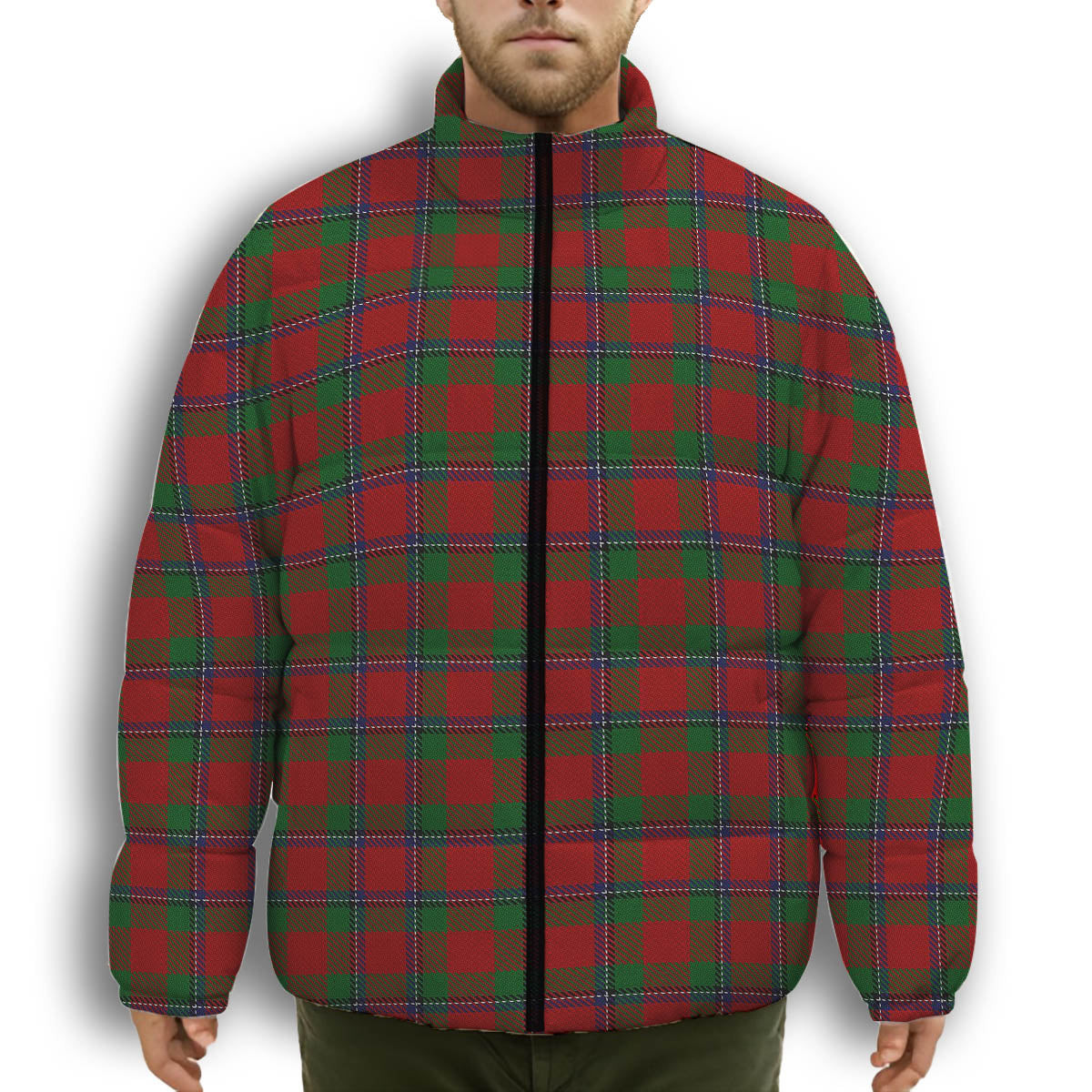 ScotsTee Shop Scottish Sinclair Logan Premium Tartan Collar Down Jacket Winter White Duck Down Plaid