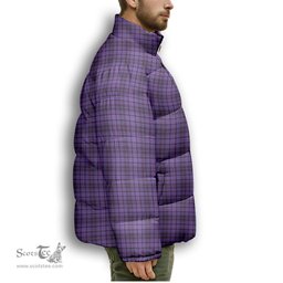 ScotsTee Shop Scottish Learmonth Family Herts Premium Tartan Collar Down Jacket Winter White Duck Down Plaid
