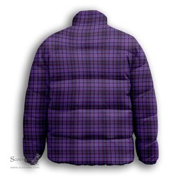 ScotsTee Shop Scottish Learmonth Family Herts Premium Tartan Collar Down Jacket Winter White Duck Down Plaid