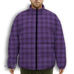 ScotsTee Shop Scottish Learmonth Family Herts Premium Tartan Collar Down Jacket Winter White Duck Down Plaid