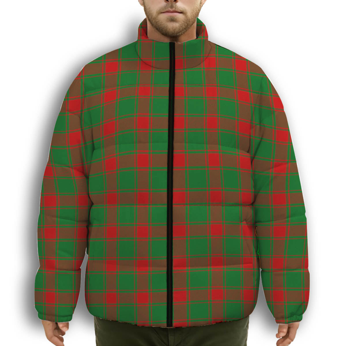 ScotsTee Shop Scottish Middleton Modern Premium Tartan Collar Down Jacket Winter White Duck Down Plaid