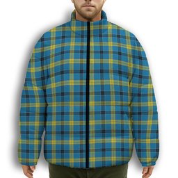 ScotsTee Shop Scottish Laing Modern Premium Tartan Collar Down Jacket Winter White Duck Down Plaid