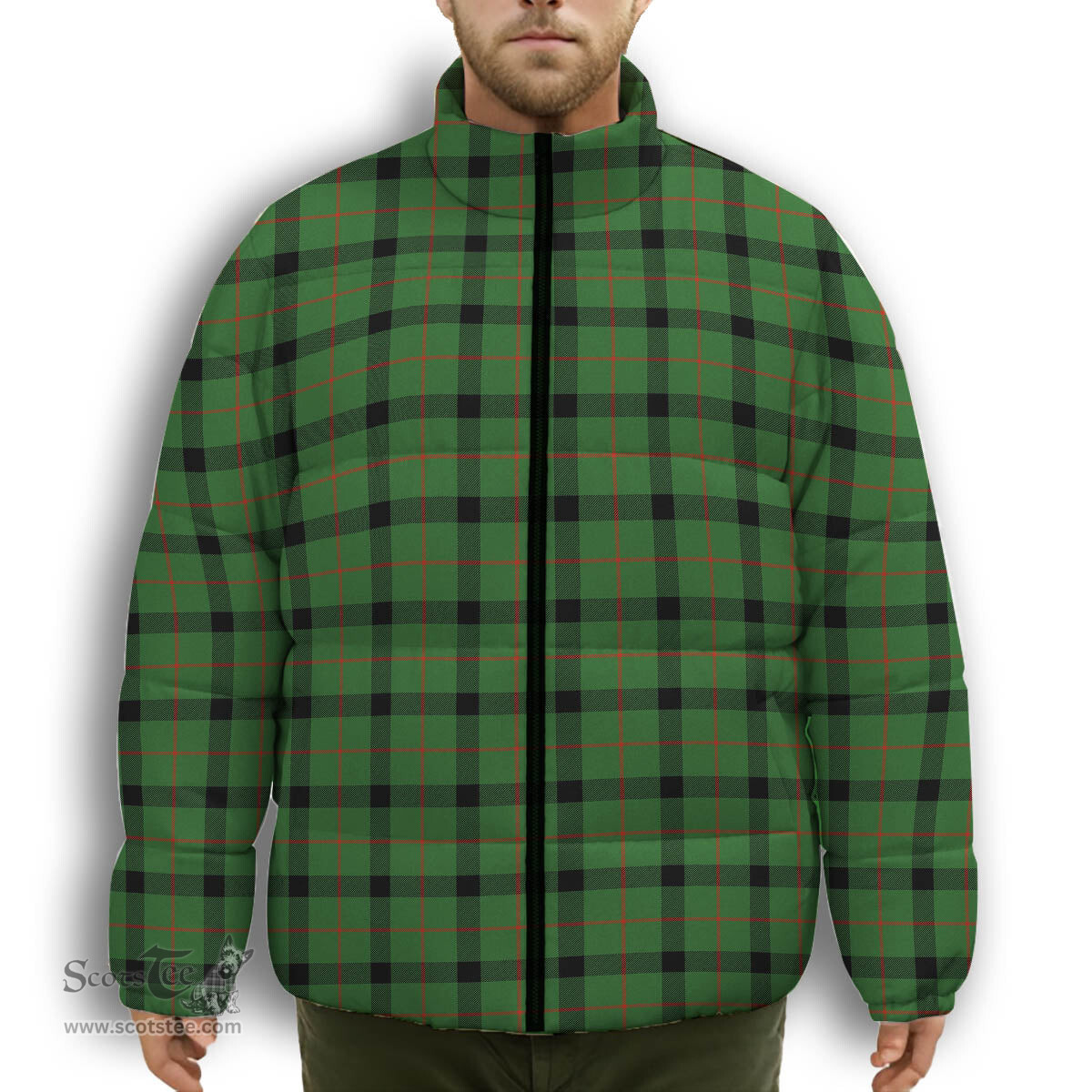 ScotsTee Shop Scottish Kincaid Ancient Premium Tartan Collar Down Jacket Winter White Duck Down Plaid