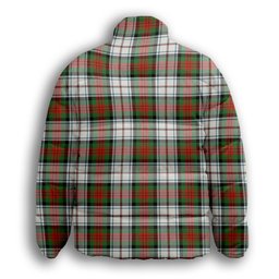 ScotsTee Shop Scottish McDuff Dress Ancient Premium Tartan Collar Down Jacket Winter White Duck Down Plaid