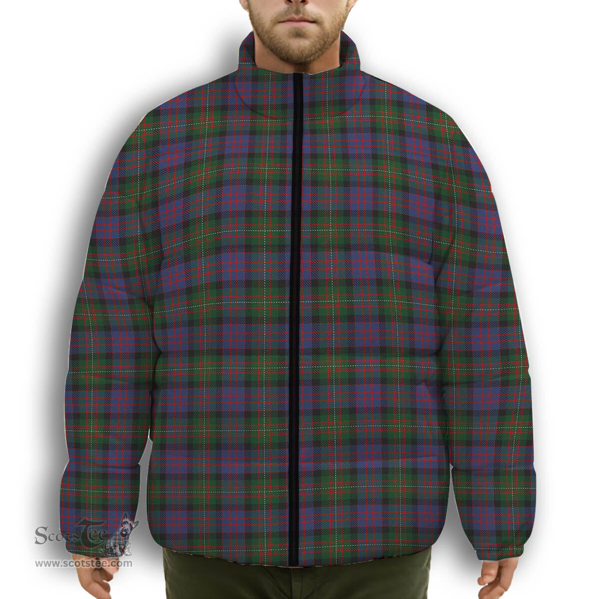 ScotsTee Shop Scottish MacDonell of Glengarry 2 Premium Tartan Collar Down Jacket Winter White Duck Down Plaid