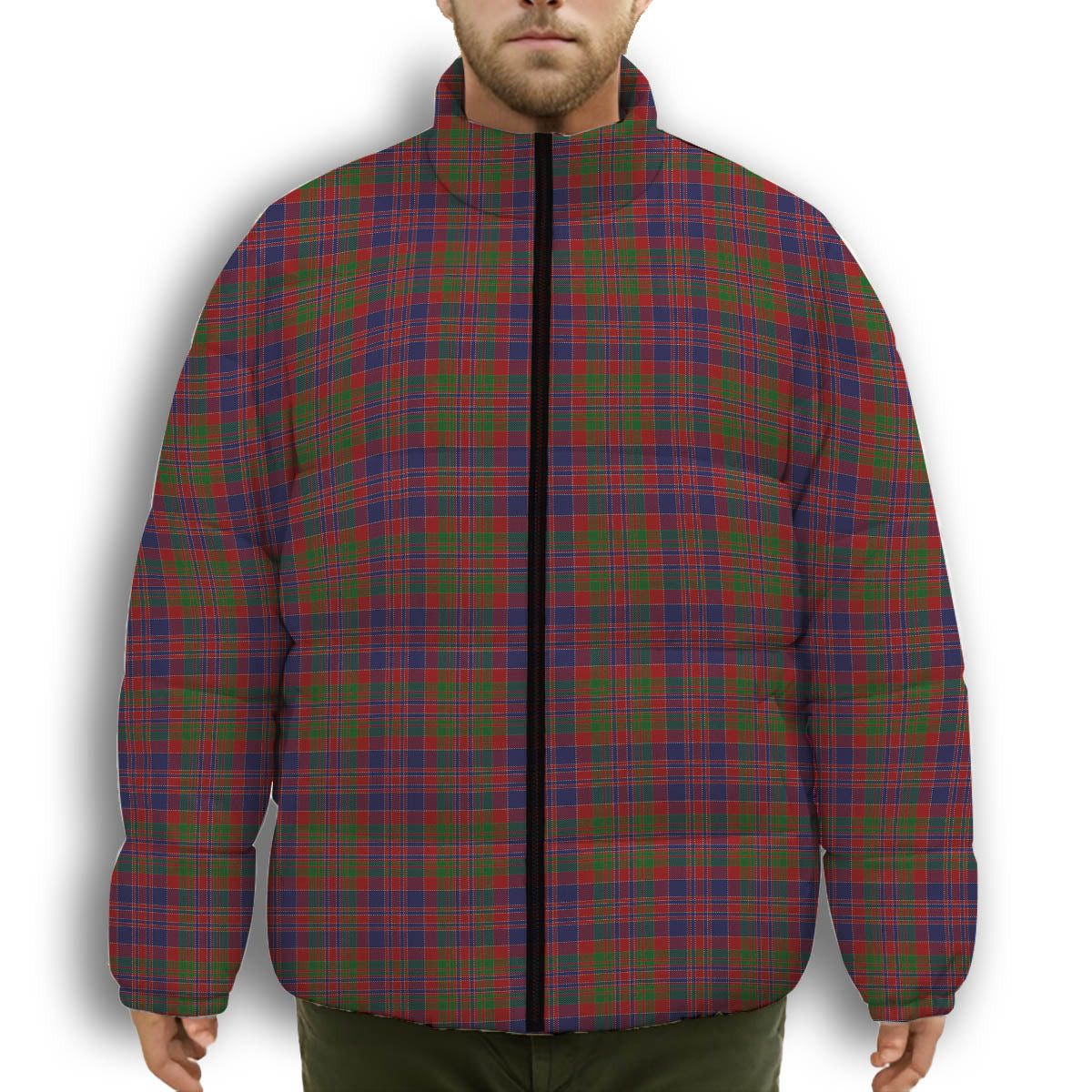 ScotsTee Shop Scottish McDonald of Boisdale Premium Tartan Collar Down Jacket Winter White Duck Down Plaid