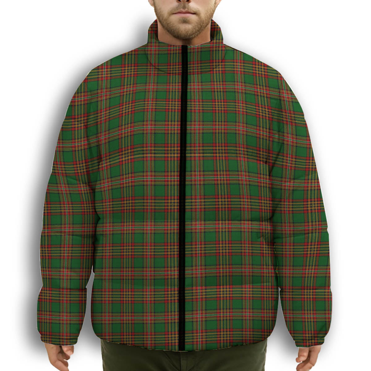ScotsTee Shop Scottish Goldstraw Premium Tartan Collar Down Jacket Winter White Duck Down Plaid