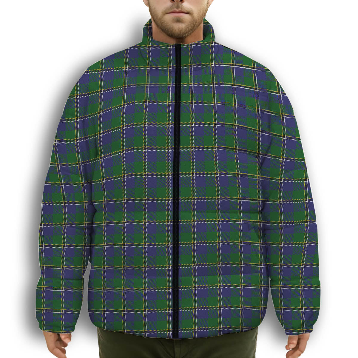ScotsTee Shop Scottish Turnbull Hunting 1983 2 Premium Tartan Collar Down Jacket Winter White Duck Down Plaid