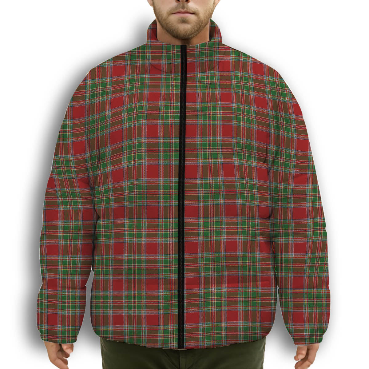 ScotsTee Shop Scottish MacLeod of Gesto 1 Premium Tartan Collar Down Jacket Winter White Duck Down Plaid