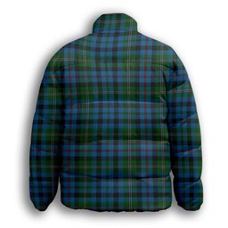 ScotsTee Shop Scottish Stevenson Hunting Red Stripe Premium Tartan Collar Down Jacket Winter White Duck Down Plaid