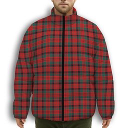 ScotsTee Shop Scottish MacNicol Modern Premium Tartan Collar Down Jacket Winter White Duck Down Plaid