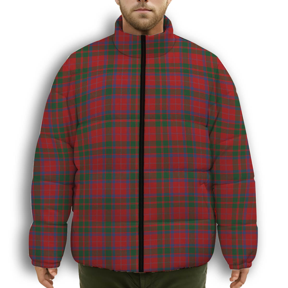 ScotsTee Shop Scottish MacQuarrie 3 Premium Tartan Collar Down Jacket Winter White Duck Down Plaid