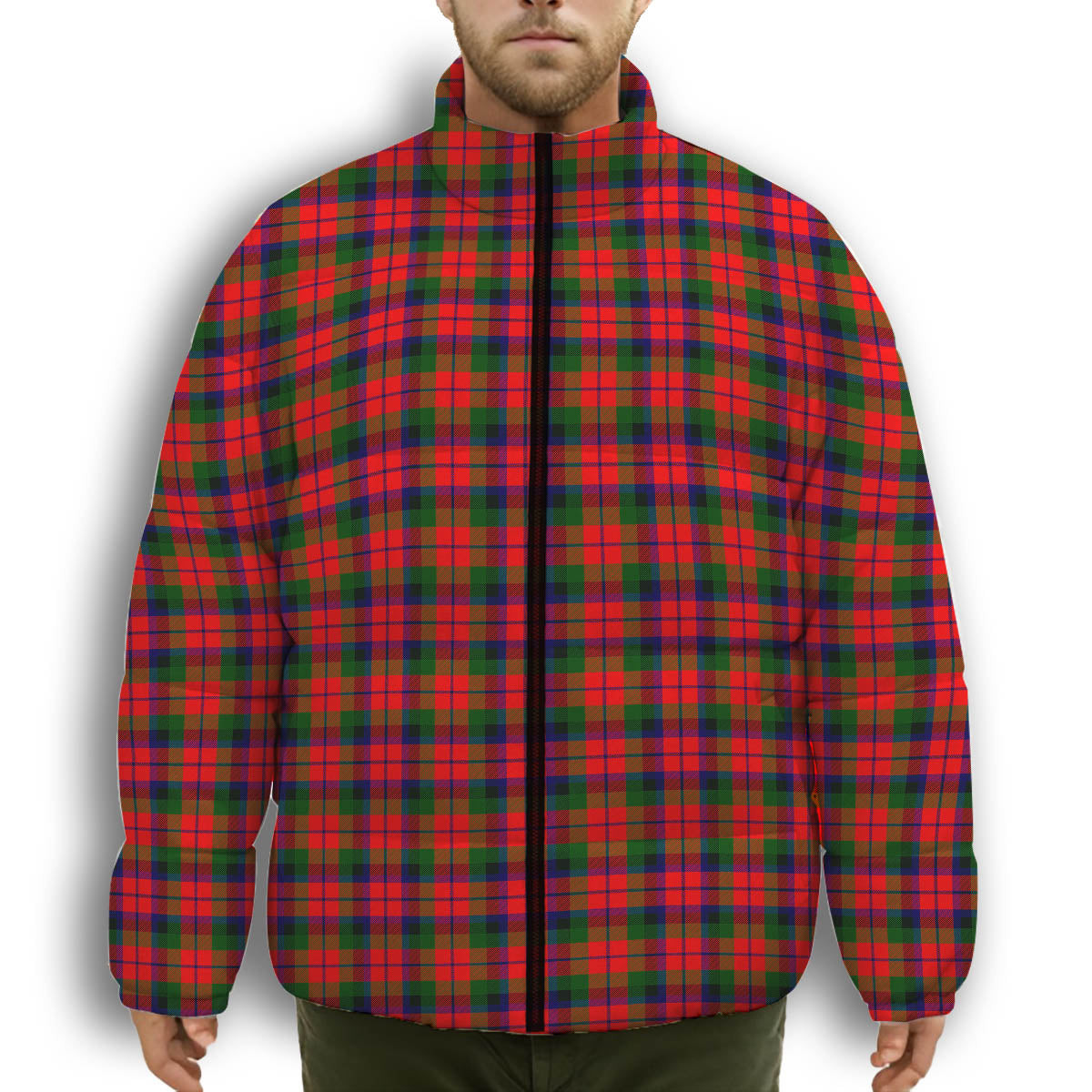 ScotsTee Shop Scottish Mcnaghten Modern Premium Tartan Collar Down Jacket Winter White Duck Down Plaid