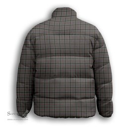 ScotsTee Shop Scottish Thomson Dress Grey Premium Tartan Collar Down Jacket Winter White Duck Down Plaid
