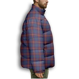 ScotsTee Shop Scottish Glenn Premium Tartan Collar Down Jacket Winter White Duck Down Plaid