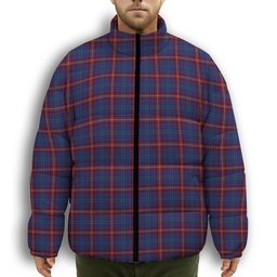 ScotsTee Shop Scottish Glenn Premium Tartan Collar Down Jacket Winter White Duck Down Plaid