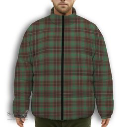 ScotsTee Shop Scottish MacFie Hunting Modern Premium Tartan Collar Down Jacket Winter White Duck Down Plaid