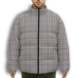 ScotsTee Shop Scottish Shaw Dress Premium Tartan Collar Down Jacket Winter White Duck Down Plaid