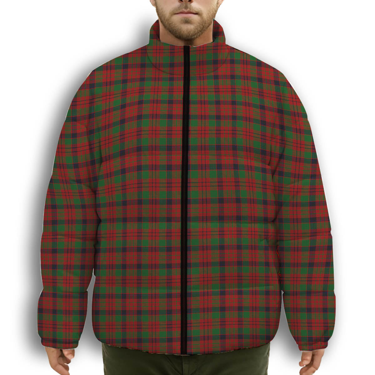 ScotsTee Shop Scottish MacNicol Premium Tartan Collar Down Jacket Winter White Duck Down Plaid