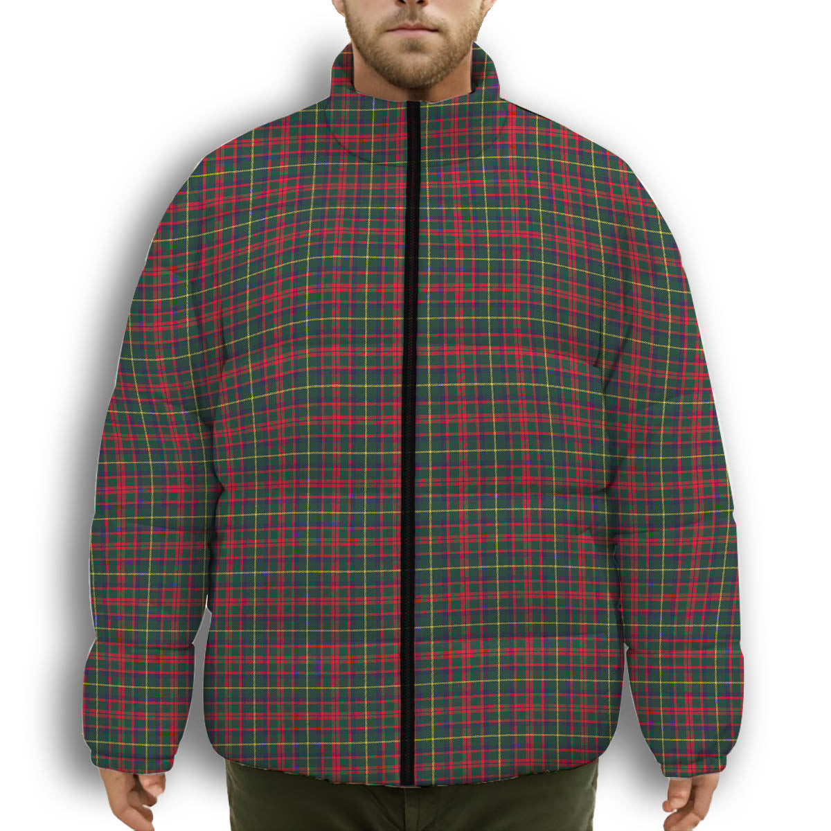 ScotsTee Shop Scottish McIntosh Hunting Modern Premium Tartan Collar Down Jacket Winter White Duck Down Plaid
