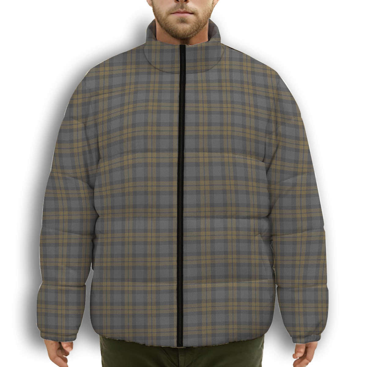 ScotsTee Shop Scottish Outlander 3 Premium Tartan Collar Down Jacket Winter White Duck Down Plaid