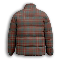 ScotsTee Shop Scottish MacConnell Weathered Premium Tartan Collar Down Jacket Winter White Duck Down Plaid