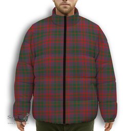ScotsTee Shop Scottish Stewart of Urrard Premium Tartan Collar Down Jacket Winter White Duck Down Plaid