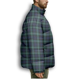 ScotsTee Shop Scottish Lyon Modern Premium Tartan Collar Down Jacket Winter White Duck Down Plaid