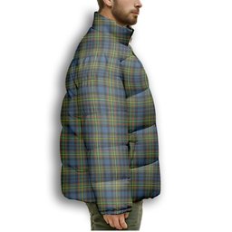 ScotsTee Shop Scottish MacLellan Ancient Premium Tartan Collar Down Jacket Winter White Duck Down Plaid