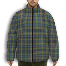 ScotsTee Shop Scottish MacLellan Ancient Premium Tartan Collar Down Jacket Winter White Duck Down Plaid