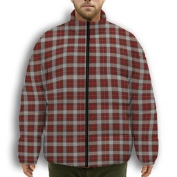 ScotsTee Shop Scottish McPhee Dress Premium Tartan Collar Down Jacket Winter White Duck Down Plaid