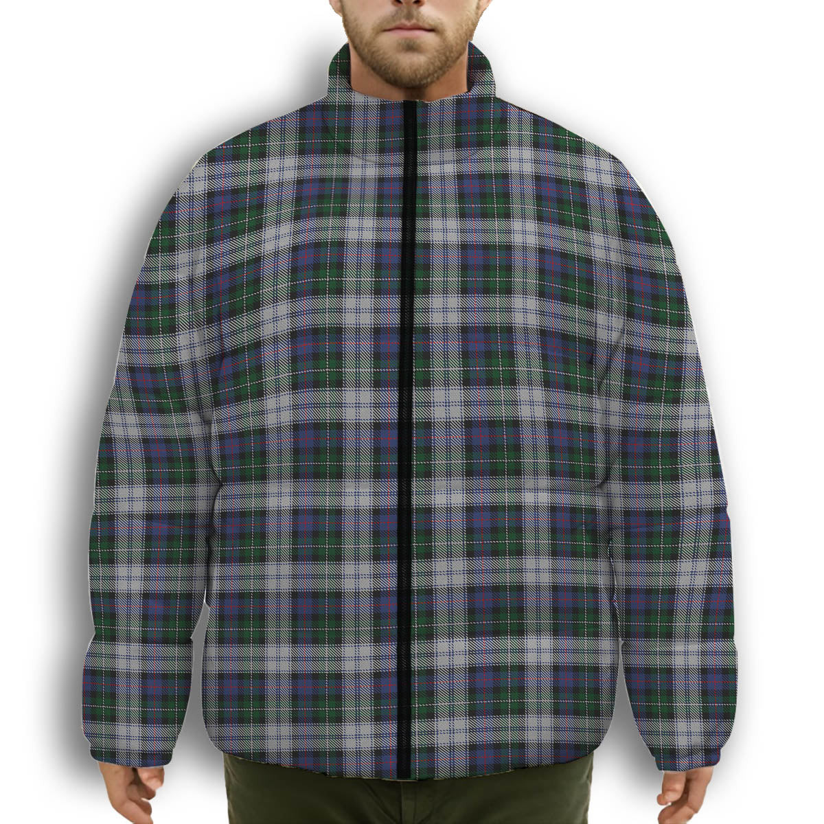 ScotsTee Shop Scottish MacKenzie Dress 4 Premium Tartan Collar Down Jacket Winter White Duck Down Plaid
