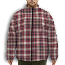 ScotsTee Shop Scottish McFarland Dress Modern Premium Tartan Collar Down Jacket Winter White Duck Down Plaid