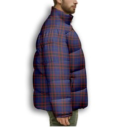 ScotsTee Shop Scottish Wedderburn Premium Tartan Collar Down Jacket Winter White Duck Down Plaid