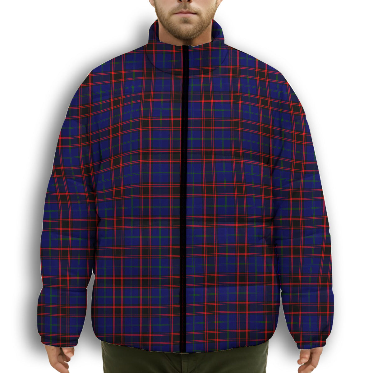ScotsTee Shop Scottish Wedderburn Premium Tartan Collar Down Jacket Winter White Duck Down Plaid