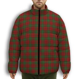 ScotsTee Shop Scottish MacAulay 1880 Premium Tartan Collar Down Jacket Winter White Duck Down Plaid